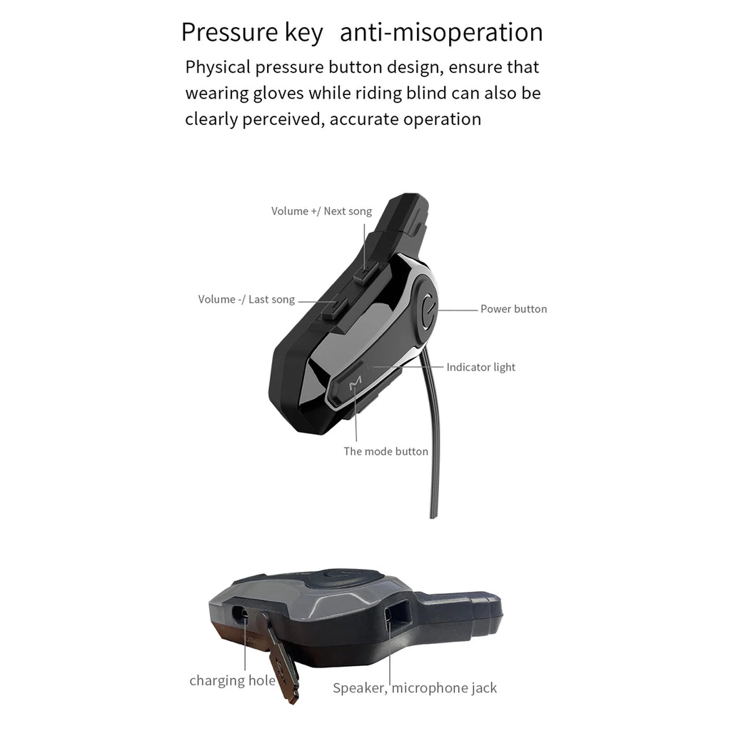 Motorcycle Helmet BT Headset Waterproof Communication System W483