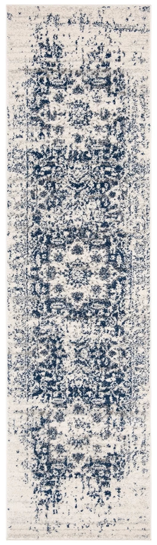 Cream Navy Traditional Runner Rug N301826