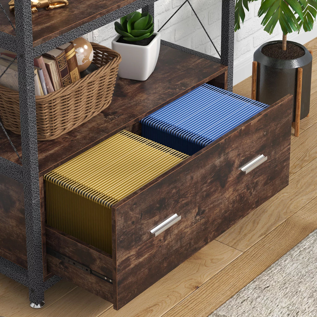 File Cabinet with Drawer and Open Storage Shelves W7782