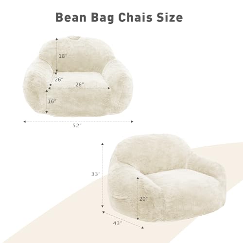 Oversized Beige Memory Foam Bean Bag Chair K477