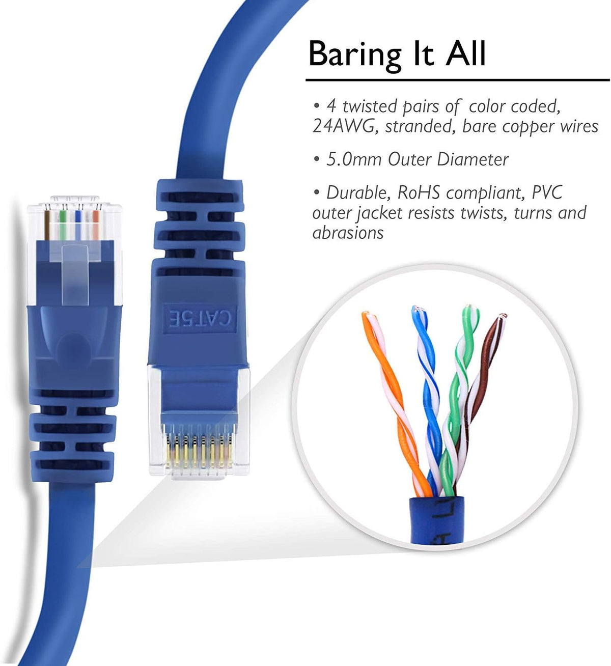 Cat5e Ethernet Patch Cable 1 Foot Blue Q34435