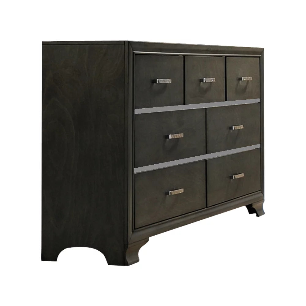 5 Piece Queen Size Gray Wood Bedroom Set T2668
