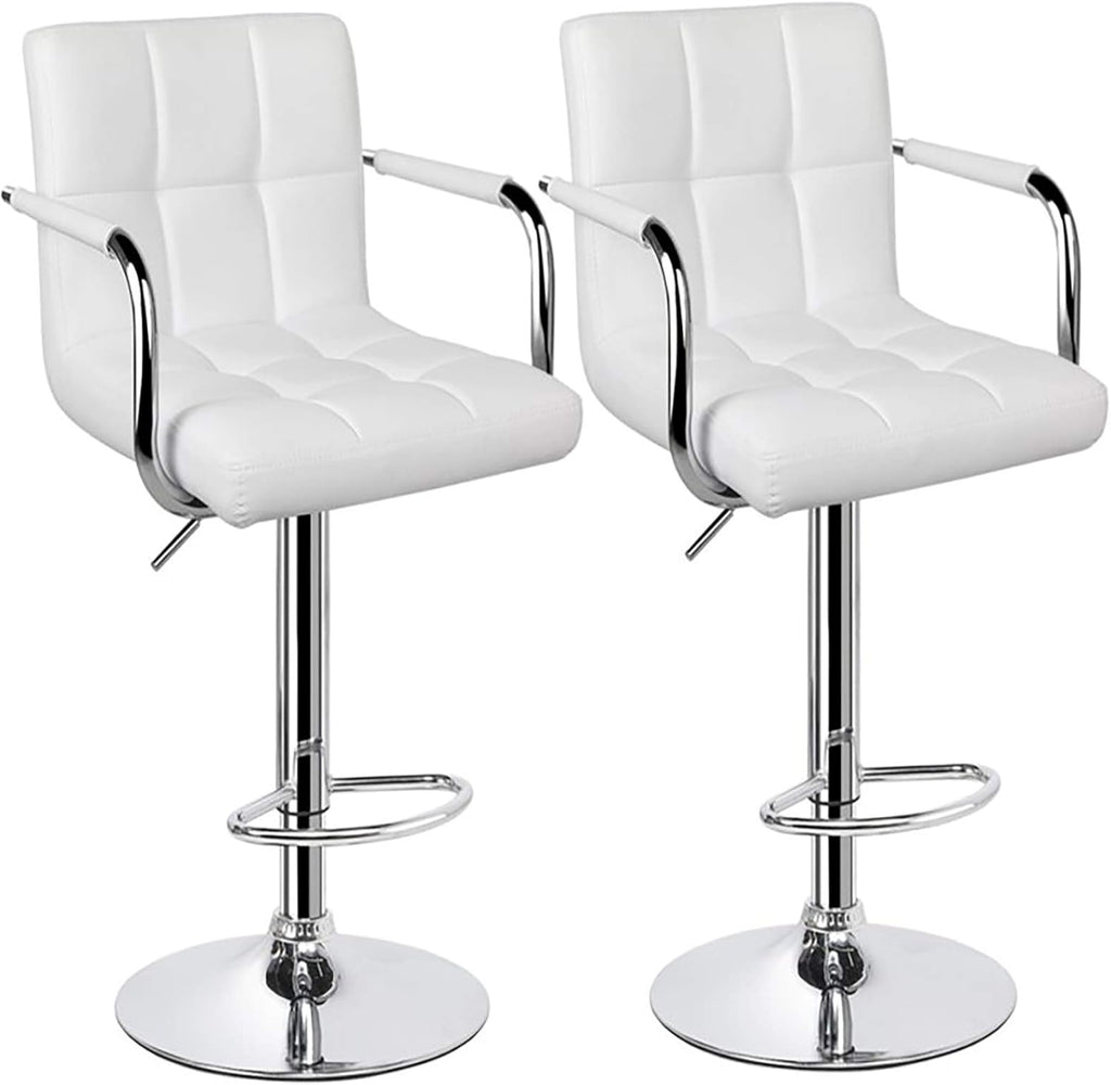 Black Set of 2 Swivel Adjustable Bar Stools with Arms P483