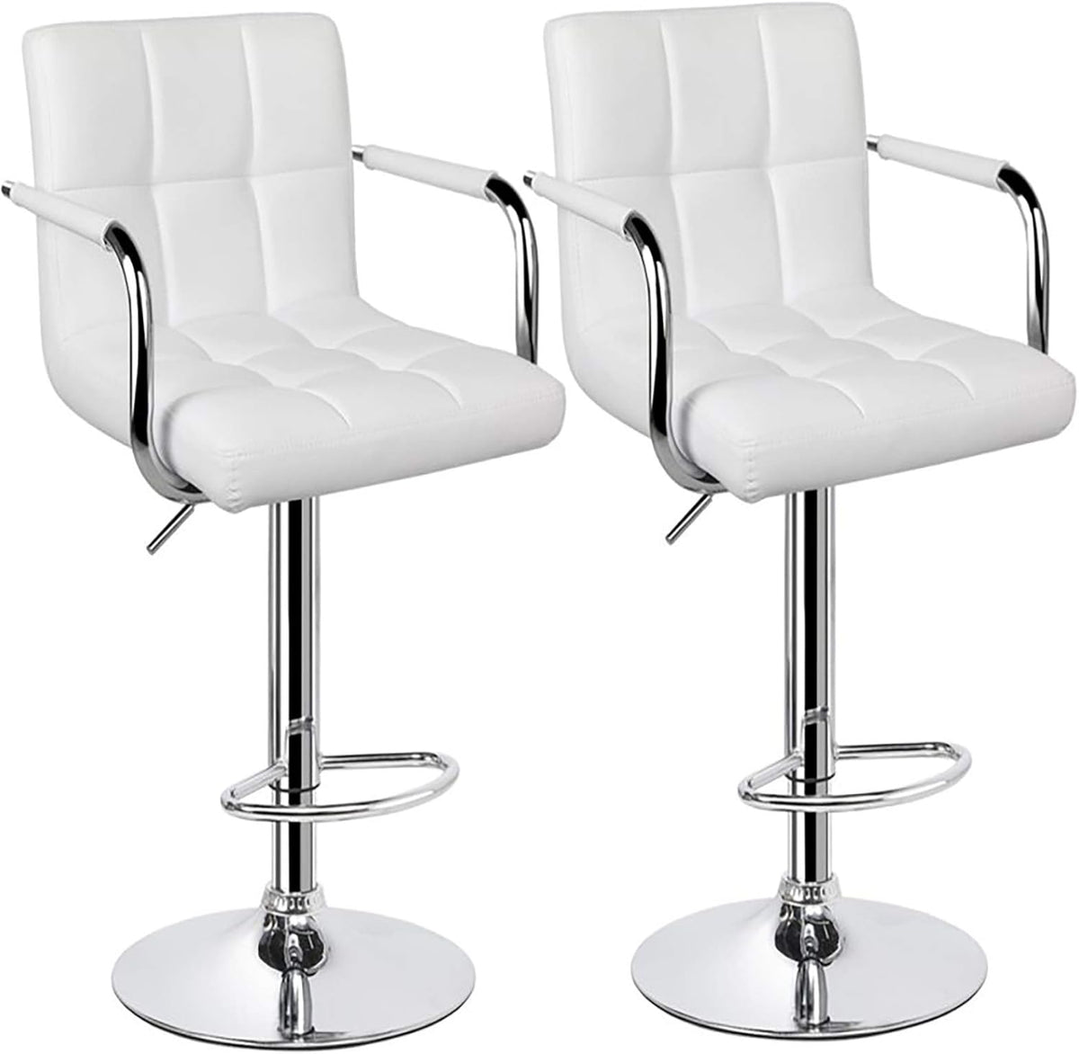 Black Set of 2 Swivel Adjustable Bar Stools with Arms P483