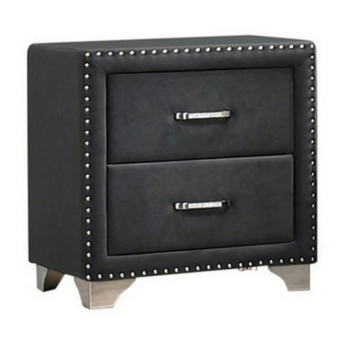 Gray Velvet Upholstered Wood Nightstand V375