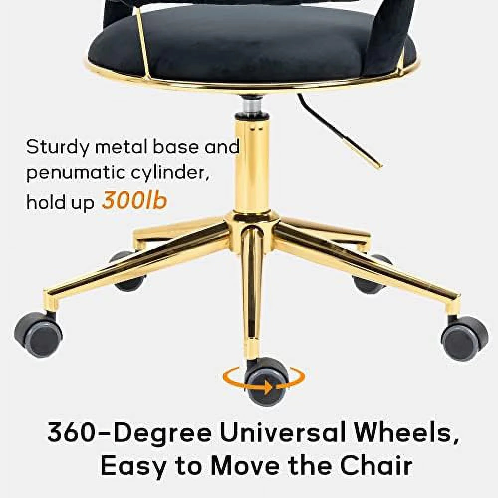 Velvet Height Adjustable Swivel Office Chair with Wheels H798
