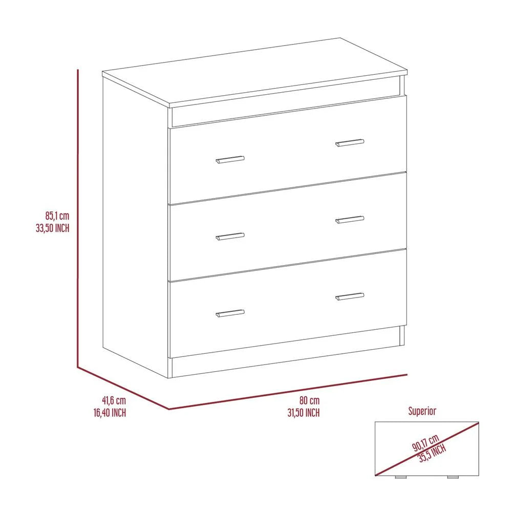 Black 3-Drawer Wood Dresser B816