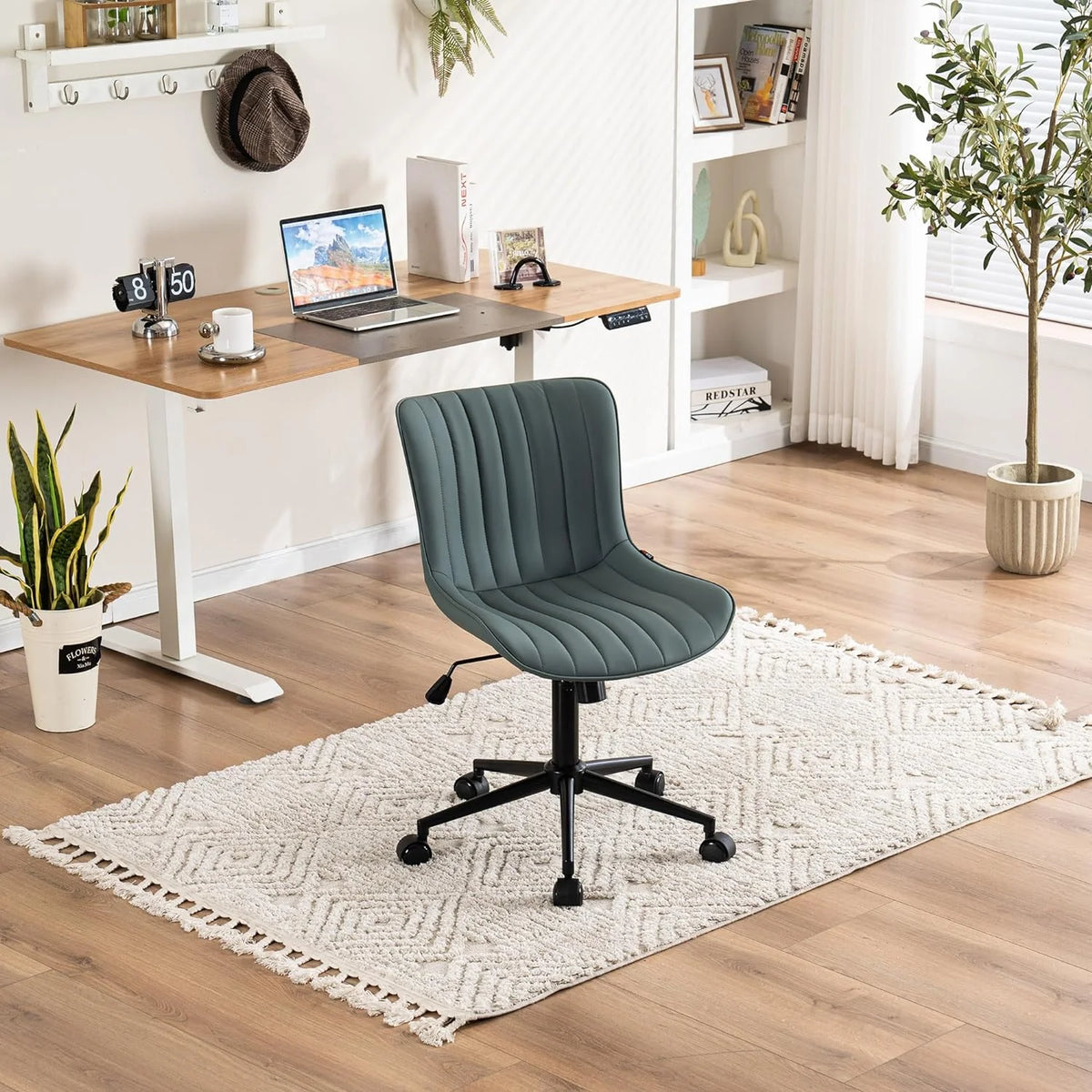 Pink Faux Leather Office Chair with Wheels B53332