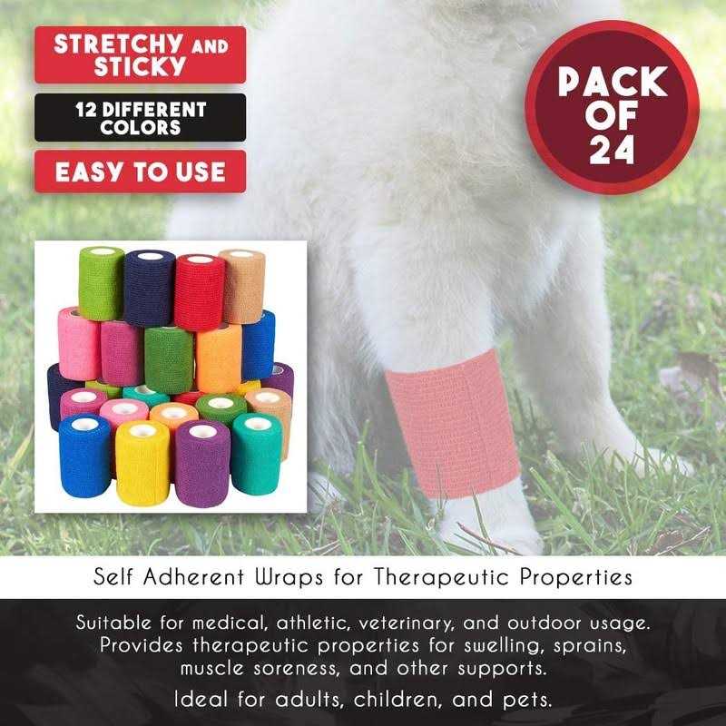 24 Rolls Self Adhesive Bandage Wrap 3 Inch x 5 Yards N865