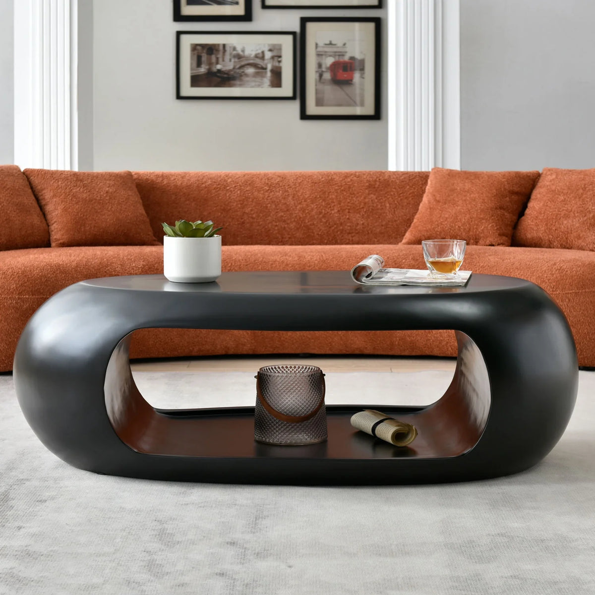 Modern Oval Fiberglass Coffee Table O890428