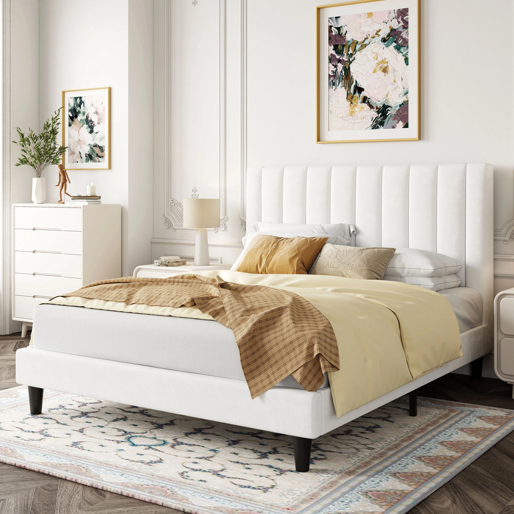 Queen Size Pink Velvet Upholstered Bed Frame P948506