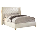 White Bonded Leather King Bed S6674