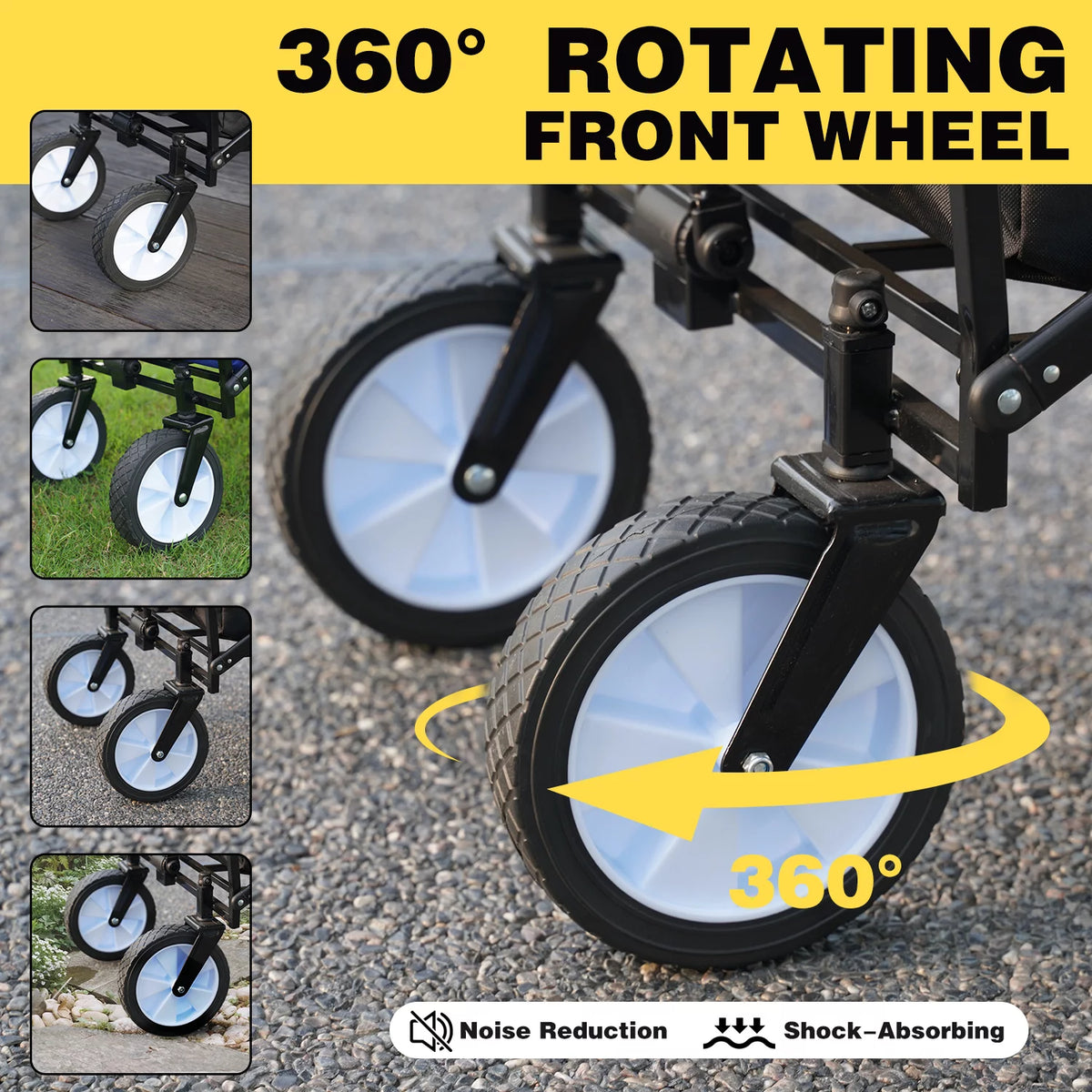 Folding Wagon Cart with Wheels, Black E636
