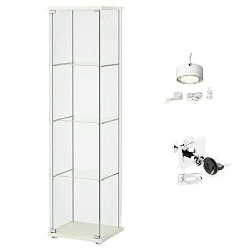 Glass Curio Display Cabinet White Q767