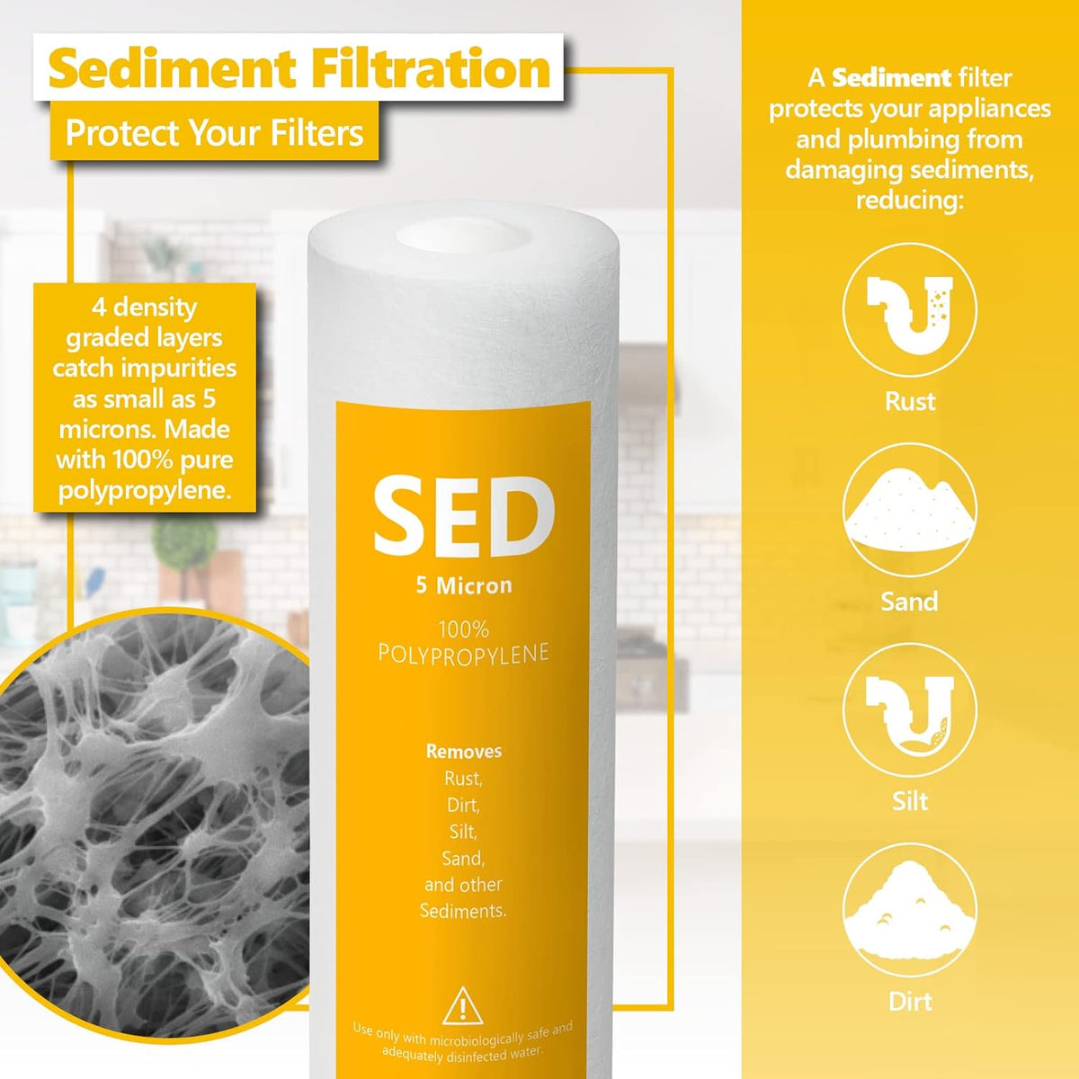 Reverse Osmosis System Replacement Filter Set 5 Filters 50 GPD A39930