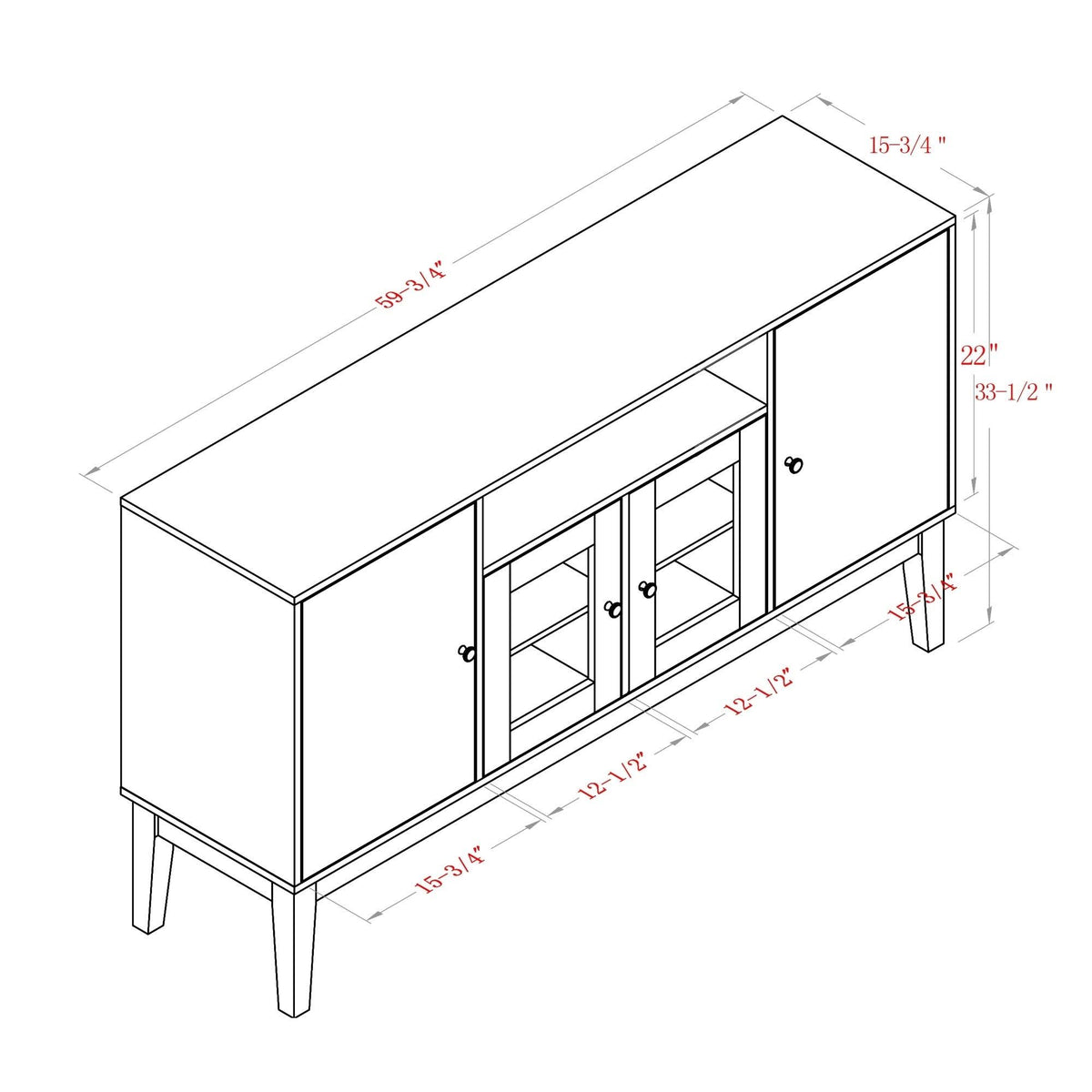 Solid Wood Sideboard Cabinet F46874
