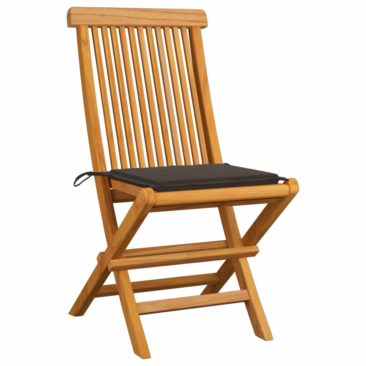 Set of 2 Taupe Cushion Teak Wood Foldable Outdoor Dining Chair P11689