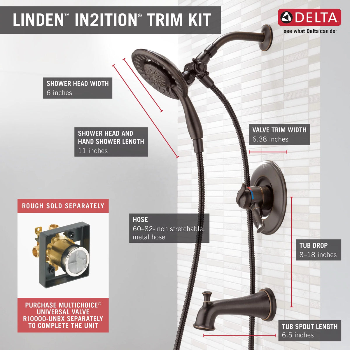 Tub & Shower Trim with In2ition in Venetian Bronze Faucet J144421