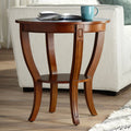 Vintage Cherry Wood Round Side Table with Lower Shelf Z3778