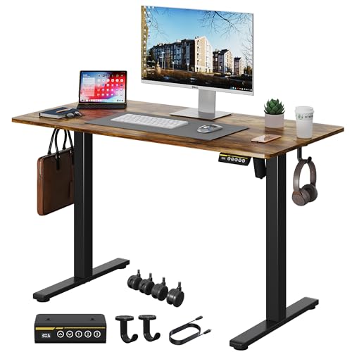 Adjustable Height Electric Standing Desk with Lockable Wheels Z485