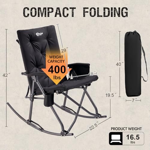 Oversized Folding Rocking Camping Chair with Carry Bag, Blue F723793