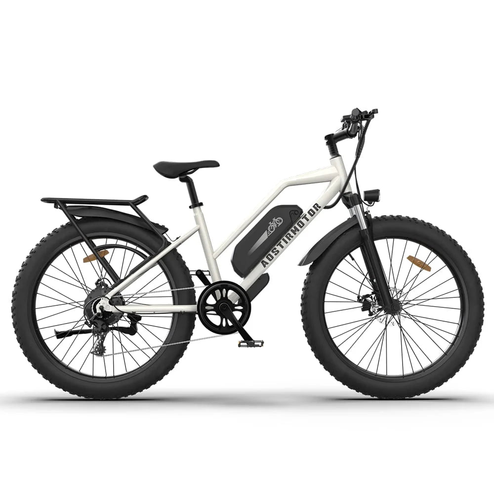 750W Electric Bike Fat Tire 48V 13AH Removable Lithium Battery White U160191