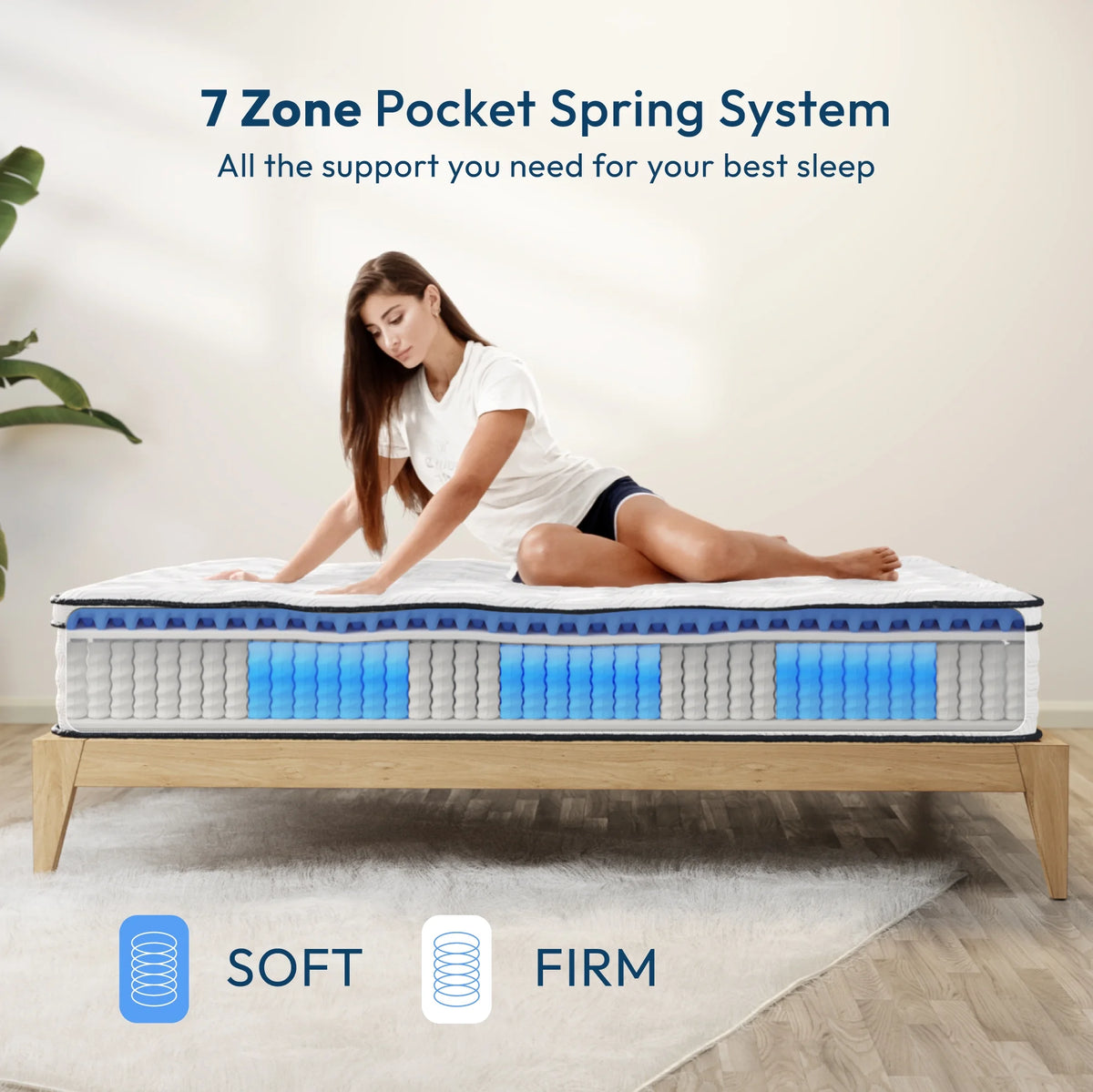 12 Full Hybrid Pocket Spring Comfort Foam Medium Mattress Z861551
