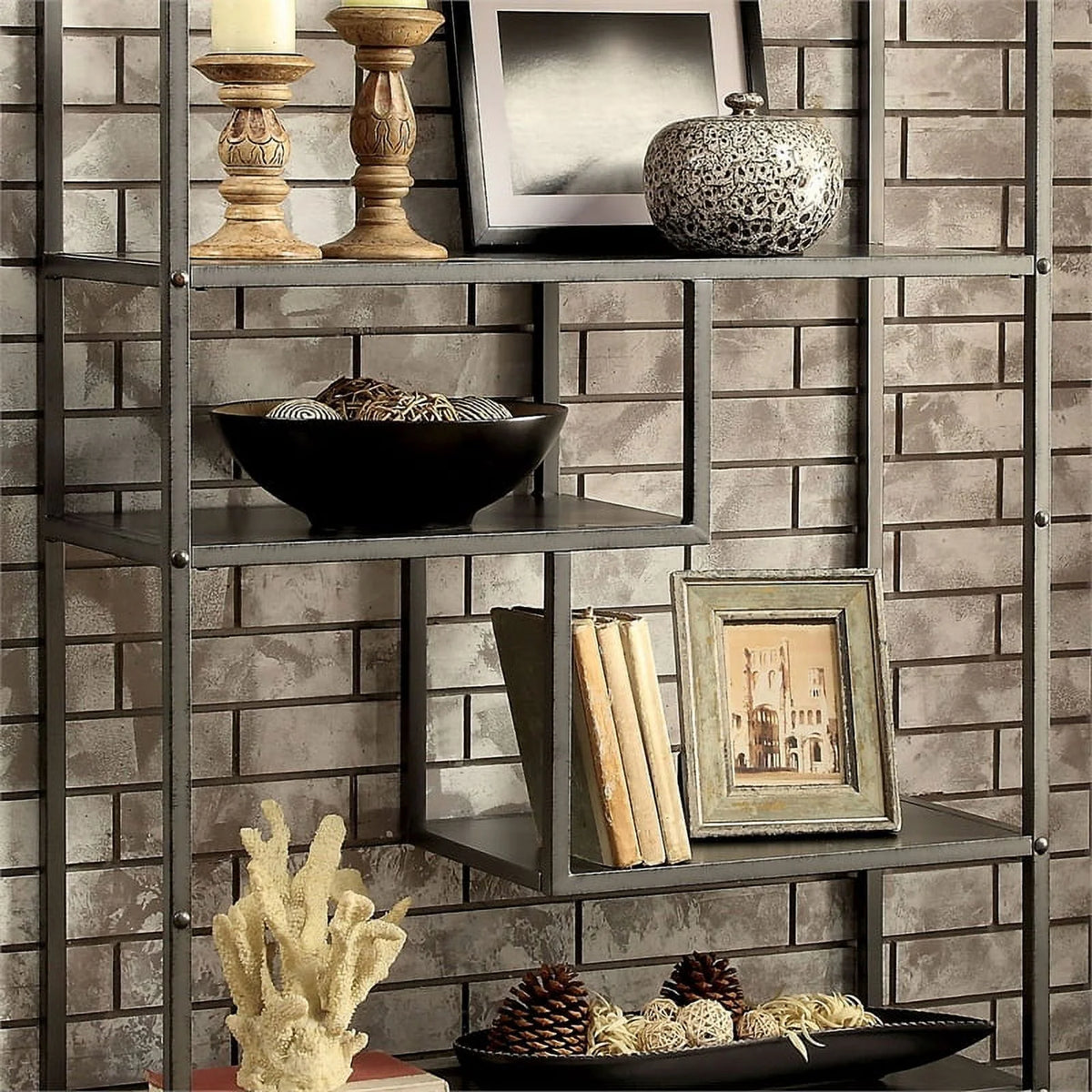 Industrial Metal 6-Shelf Bookcase V713