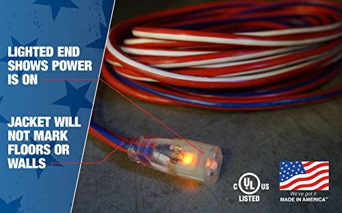 100-Feet 12/3 Extension Cord with Lighted End G865