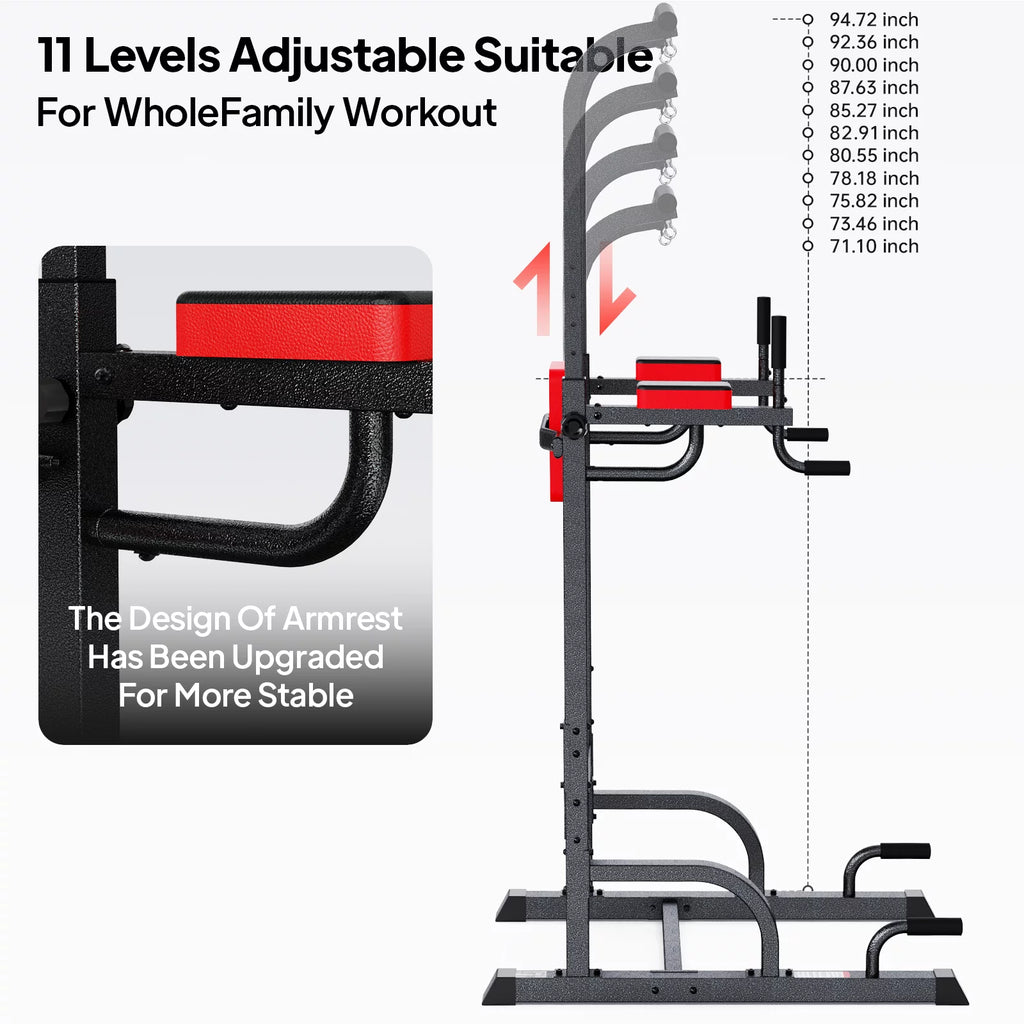 Multifunction Power Tower Dip Station Pull up Bar Power Rack 480lbs N637