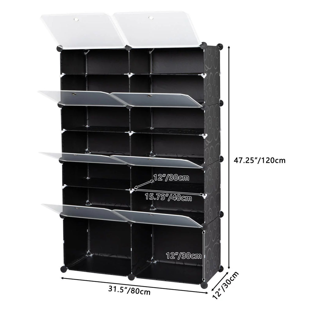 Portable Modular Shoe Storage Cabinet Black V39349