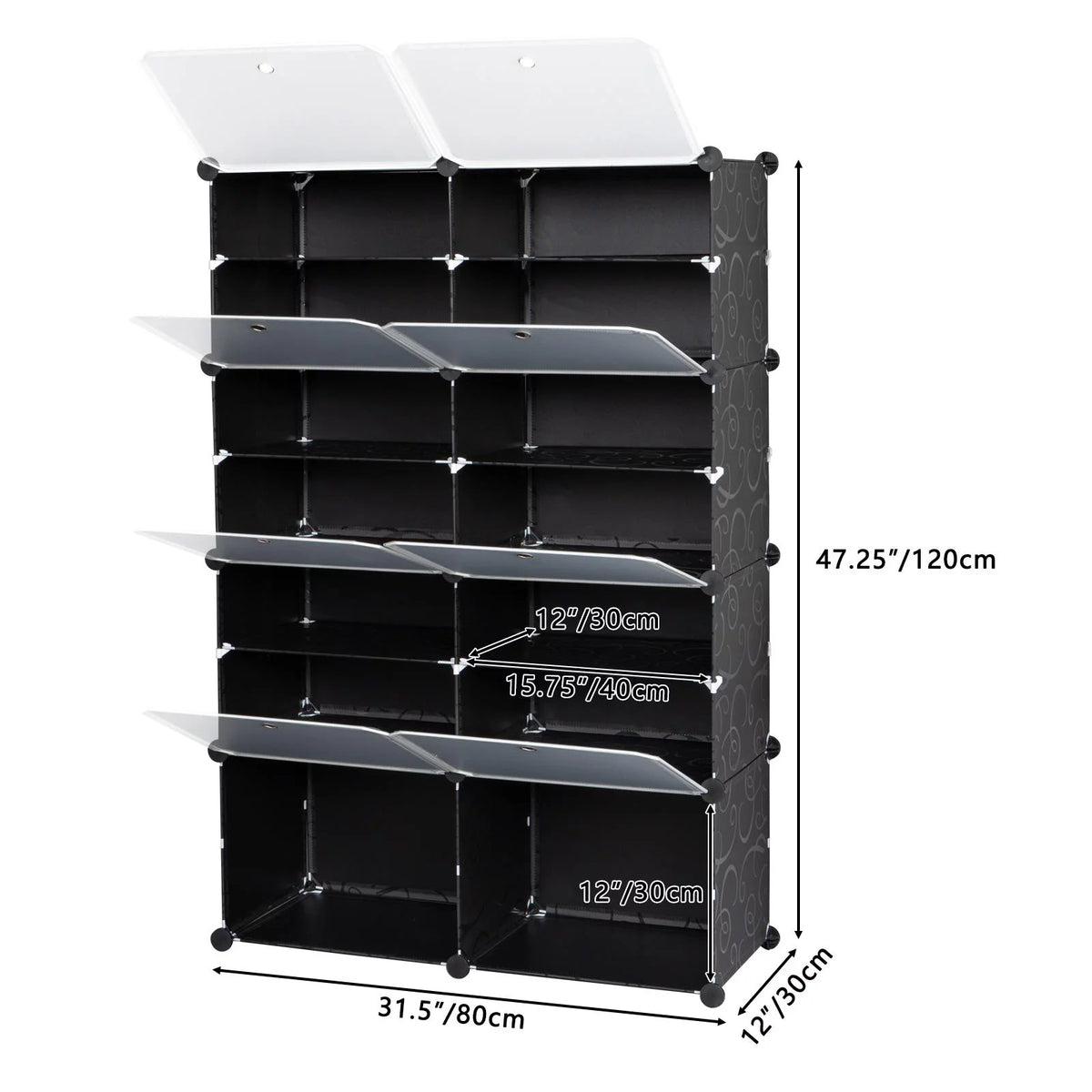 Portable Modular Shoe Storage Cabinet Black V39349