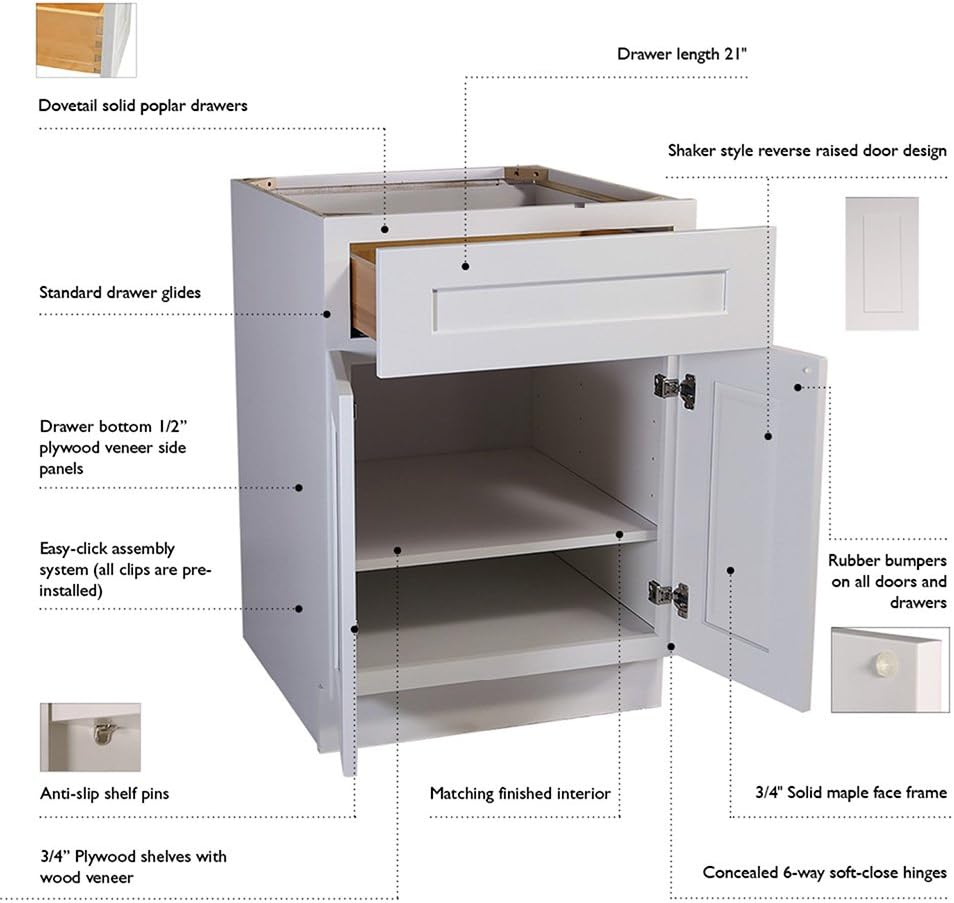 White Shaker Base Cabinet G625182