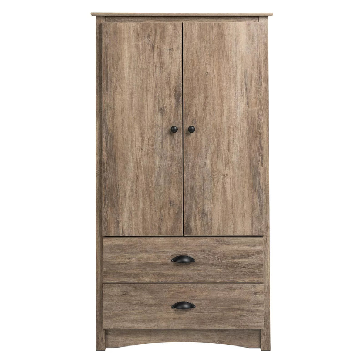 2 Door Wooden Bedroom Armoire in Drifted Gray T884