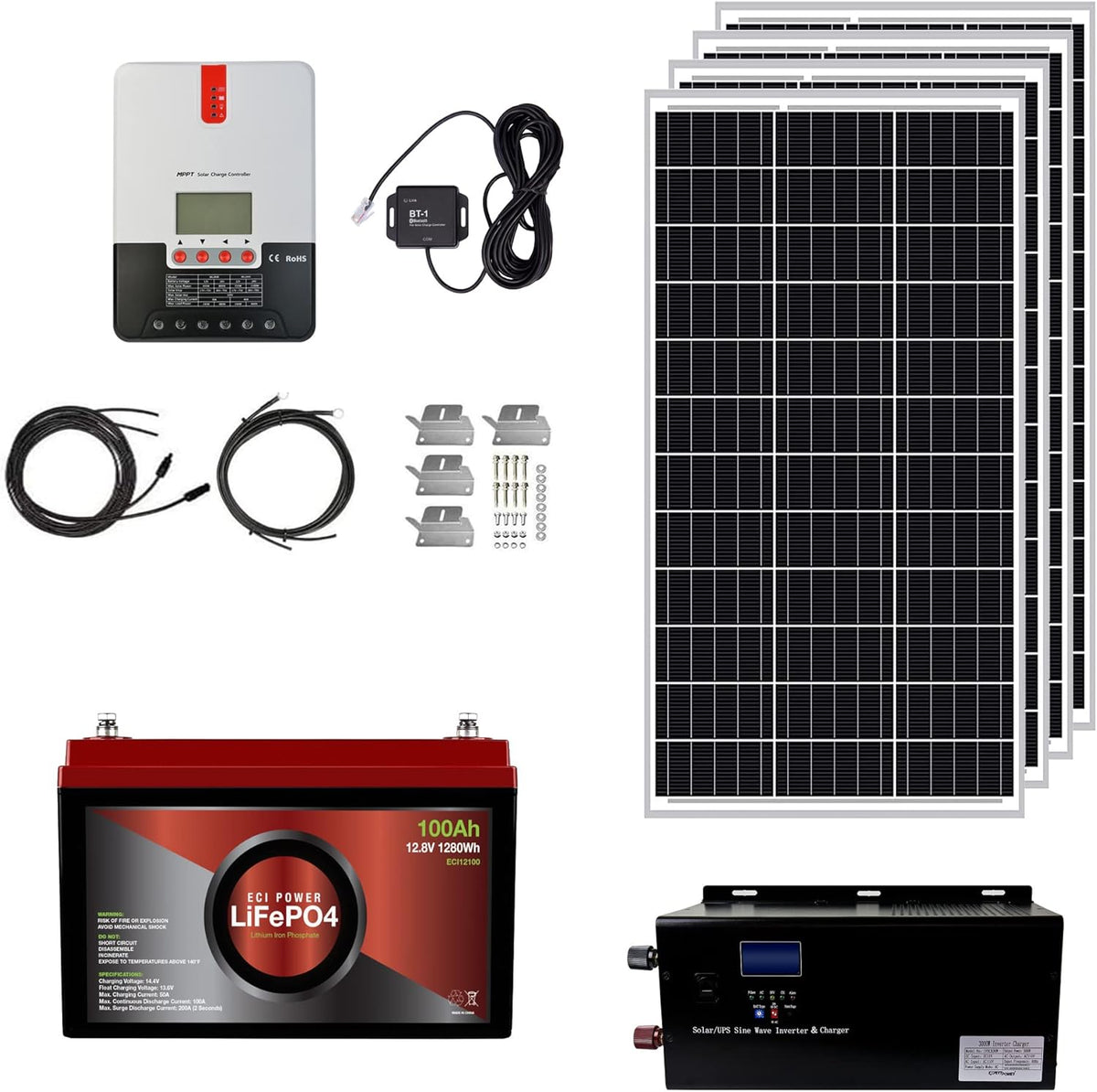 12V 100Ah LiFePO4 Solar Power System Kit X632680