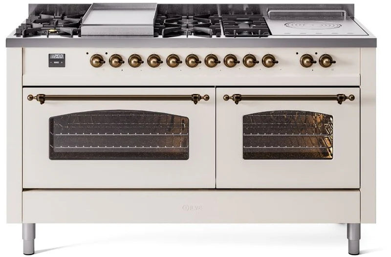 60 Dual Fuel Propane Gas Range Antique White Bronze Trim Q947262