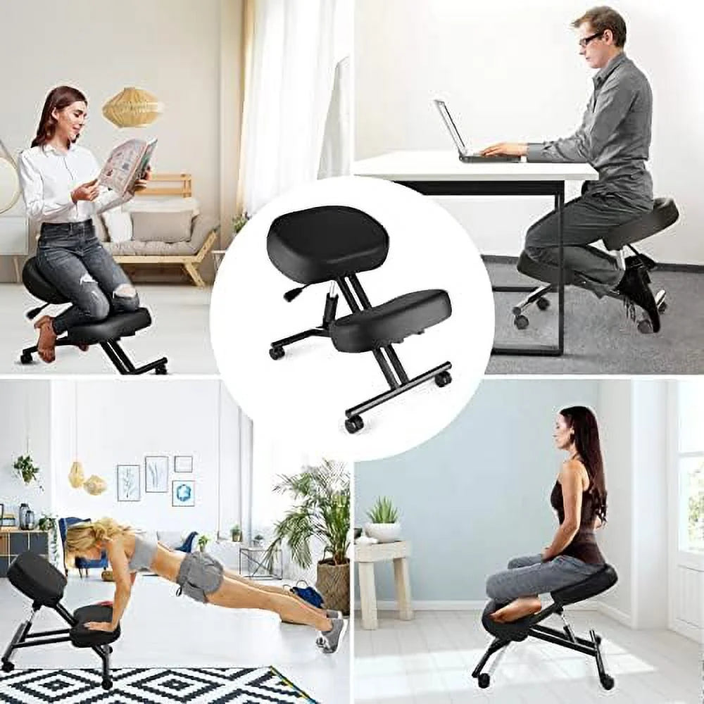 Height Adjustable Kneeling Chair with Foam Cushions and Casters P64177