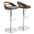 Adjustable Swivel Barstool in Walnut and Grey Faux Leather J144