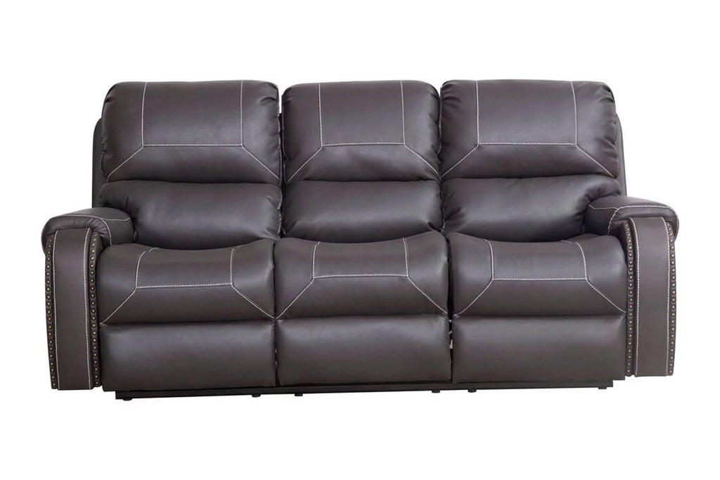 3-Seater Reclining Faux Leather Sofa with Drop-Down Table and Cup Holders F812