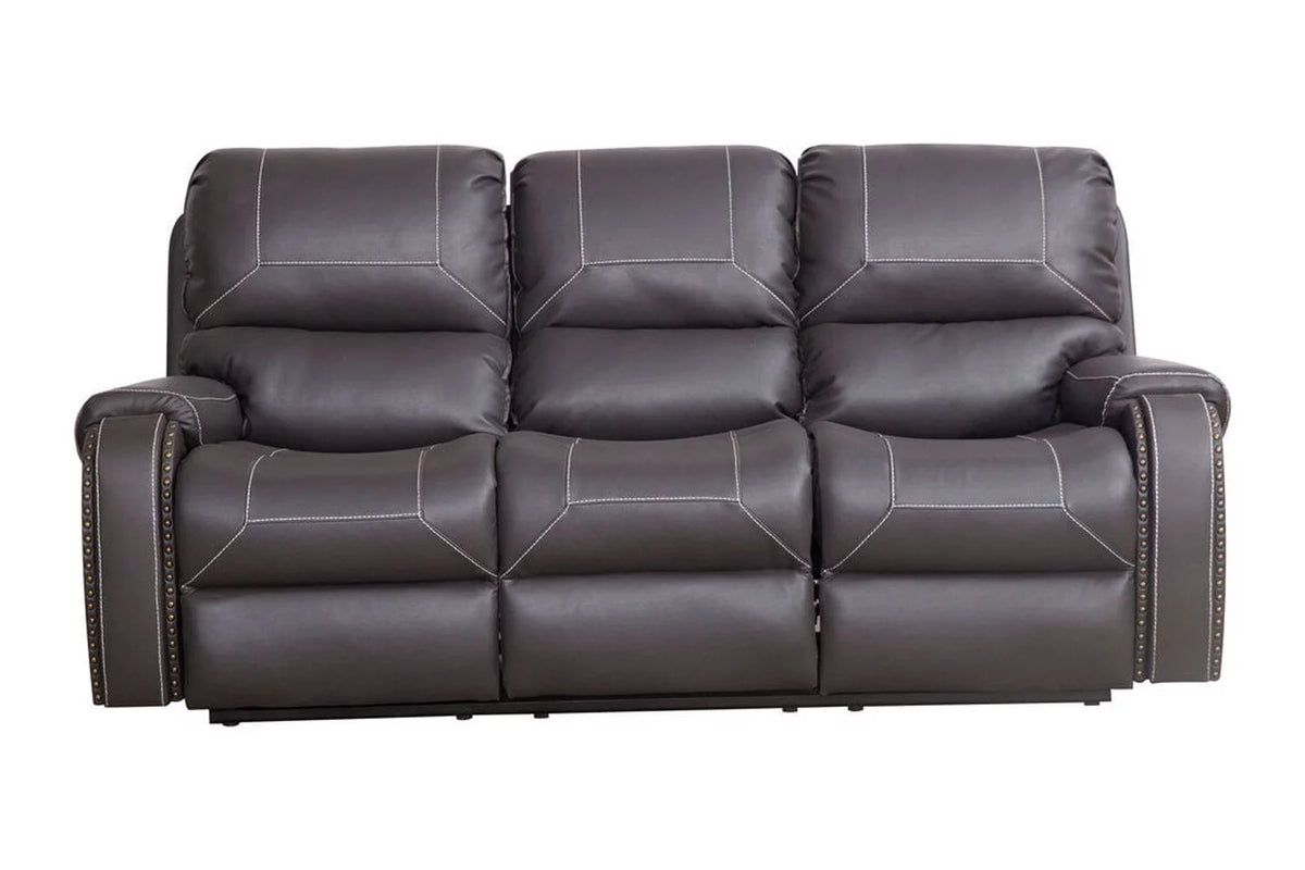 3-Seater Reclining Faux Leather Sofa with Drop-Down Table and Cup Holders F812