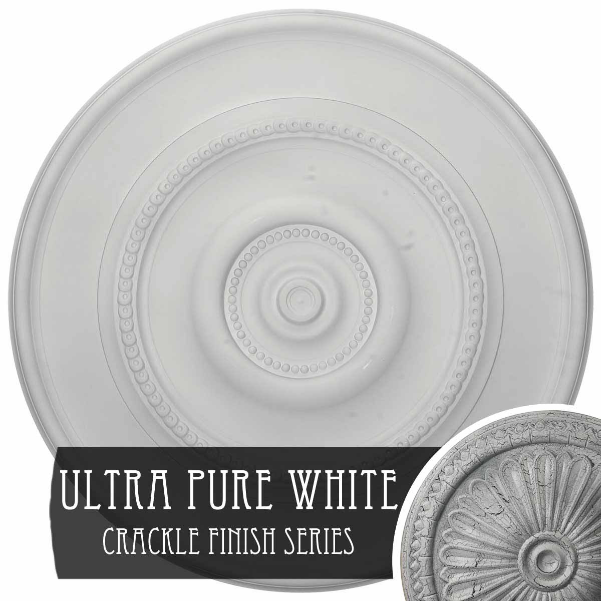 30x22OD x 2 1/4x22P Ceiling Medallion Ultra Pure White Crackle R1162