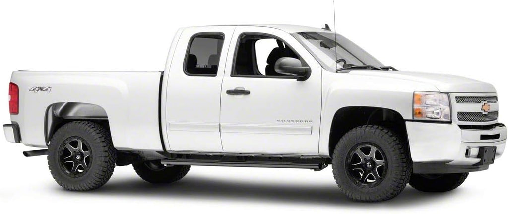 Black 4-Inch Oval Straight End Side Step Bars F405
