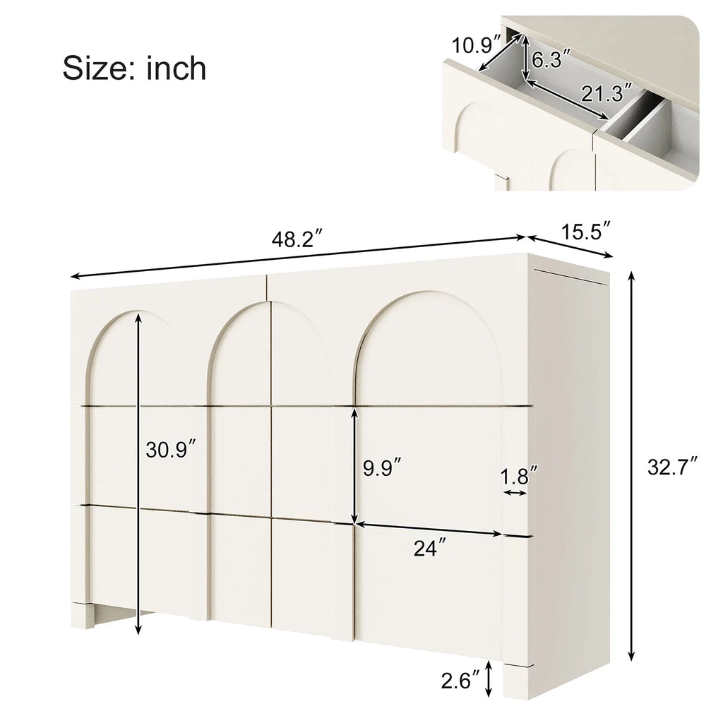 Half Gloss White 6 Drawer Dresser Z295327