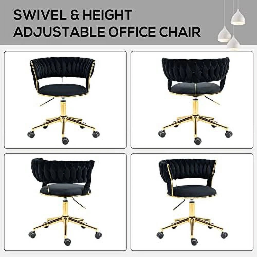 Velvet Height Adjustable Swivel Office Chair with Wheels H798
