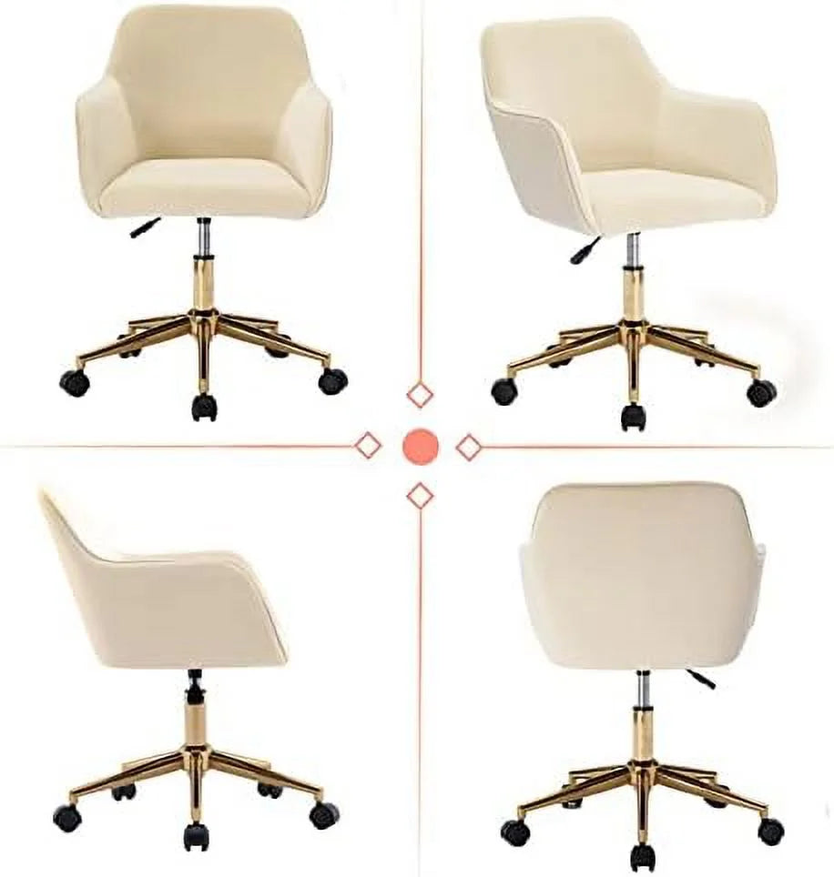 Velvet Desk Chair with Woven Backrest and Gold Base B748756
