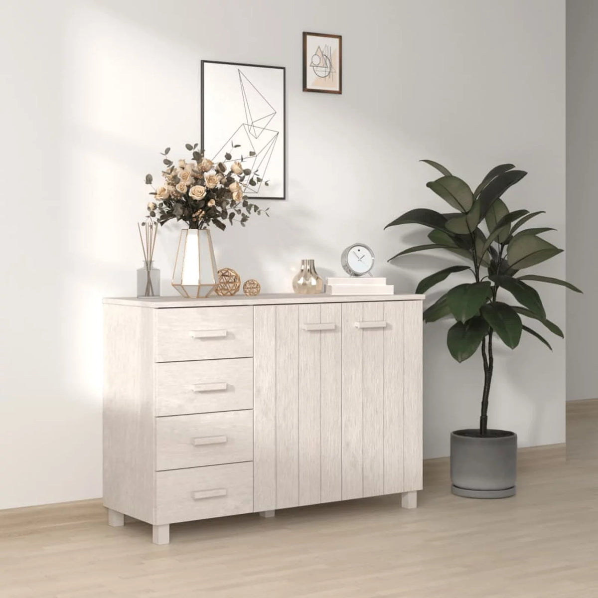 White Solid Wood Pine Sideboard Y46232
