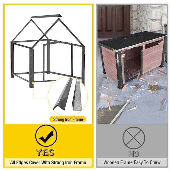 Outdoor Dog House with Porch Iron Frame B678