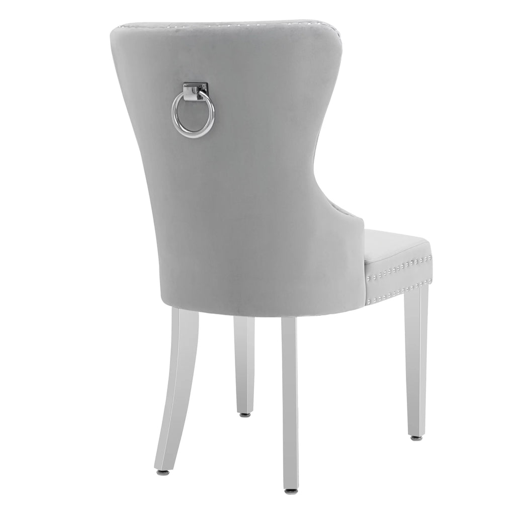 Velvet Wingback Dining Chairs Set of 2 Light Gray R4786