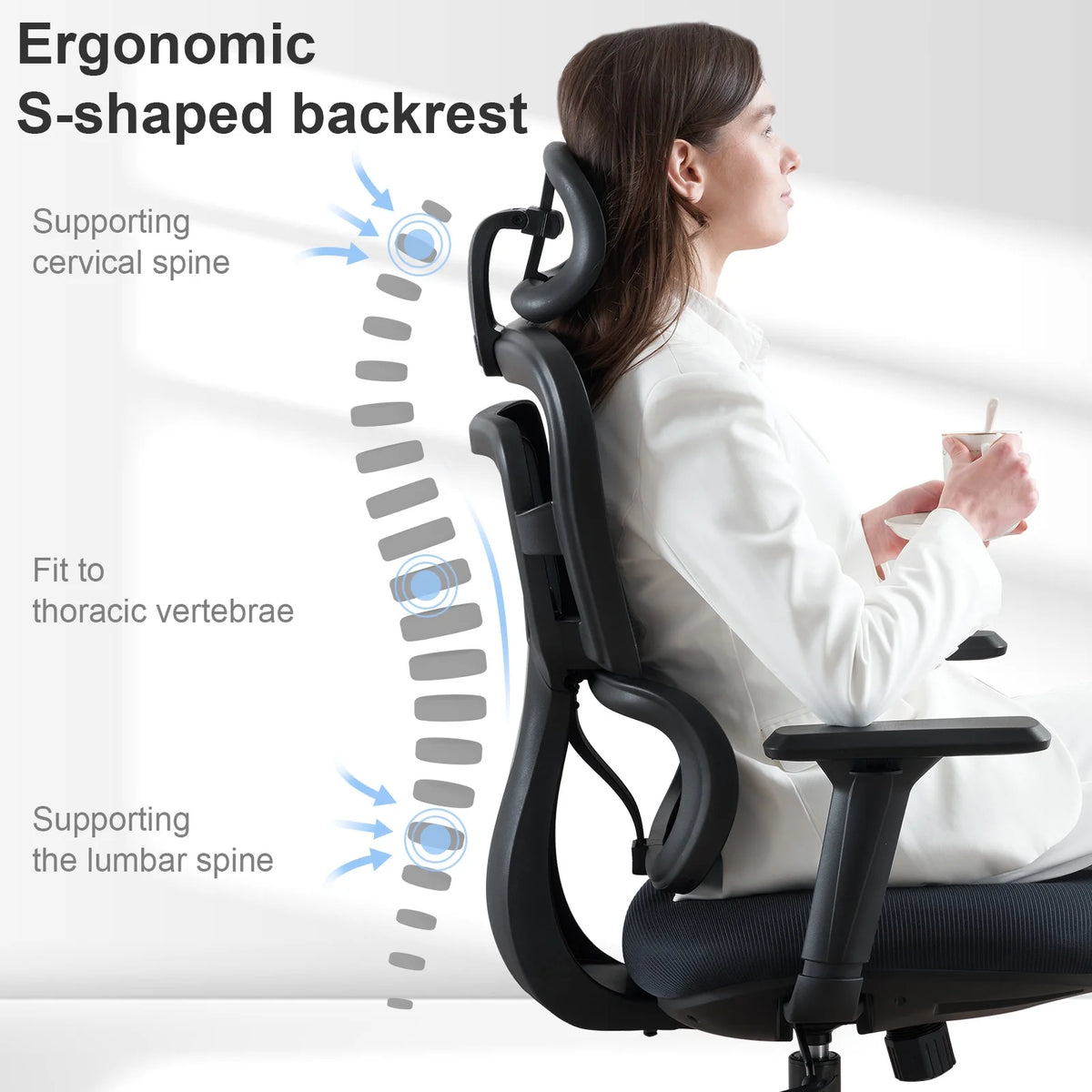 Ergonomic Mesh Office Chair with Lumbar Support and Wheels, Black N92611