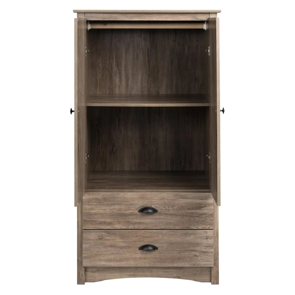 2 Door Wooden Bedroom Armoire in Drifted Gray T884